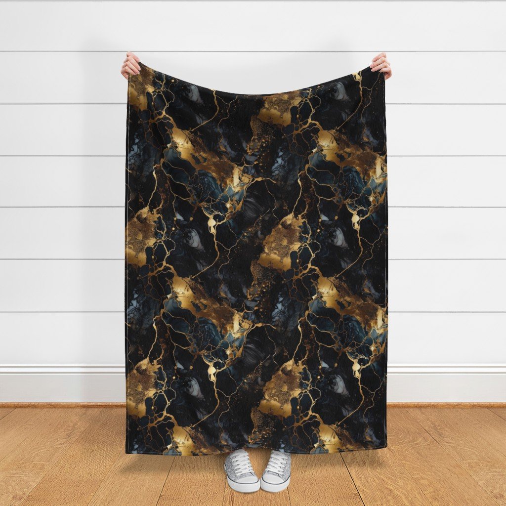 Black and Gold Alcohol Ink 1 Fabric alcohol ink fabric