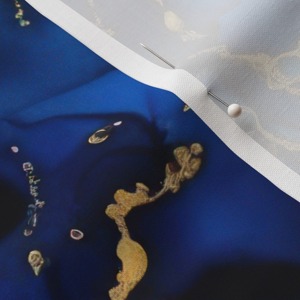Cobalt Blue and Gold Alcohol Ink 2 Fabric cobalt ink fabric