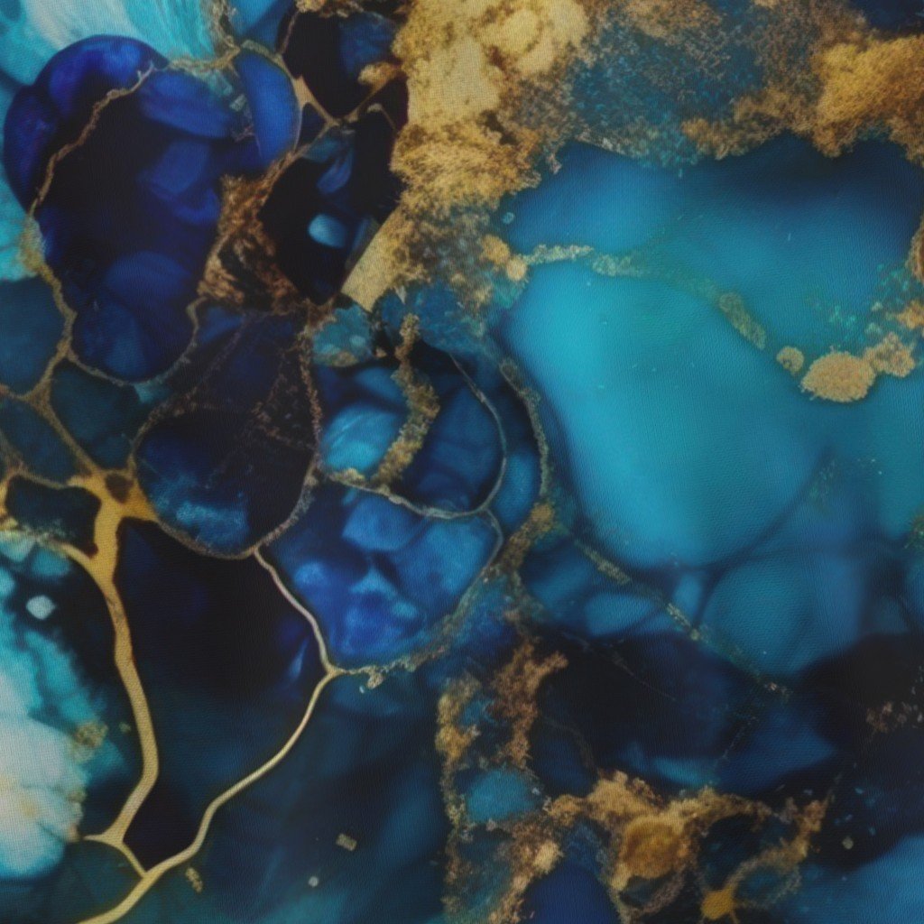 Gold and Blue Sapphire Alcohol Ink 1 Fabric alcohol ink fabric