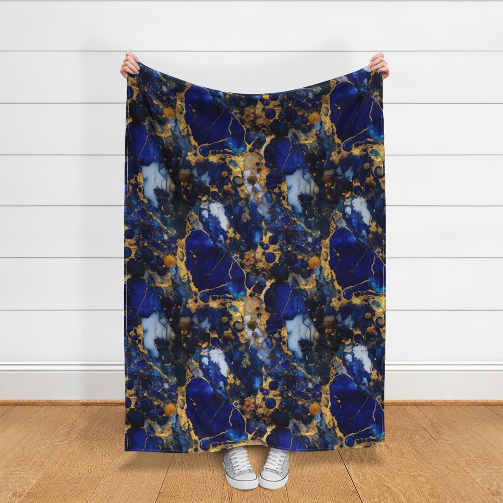 Lapis Lazuli and Gold Alcohol Ink 4 Fabric gold metallic ink fabric