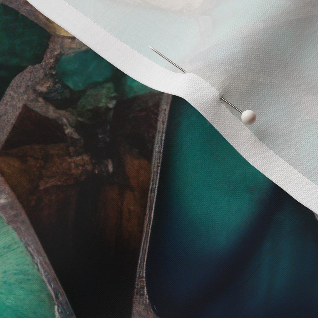 Green and Blue Seaglass 2 Fabric broken glass fabric