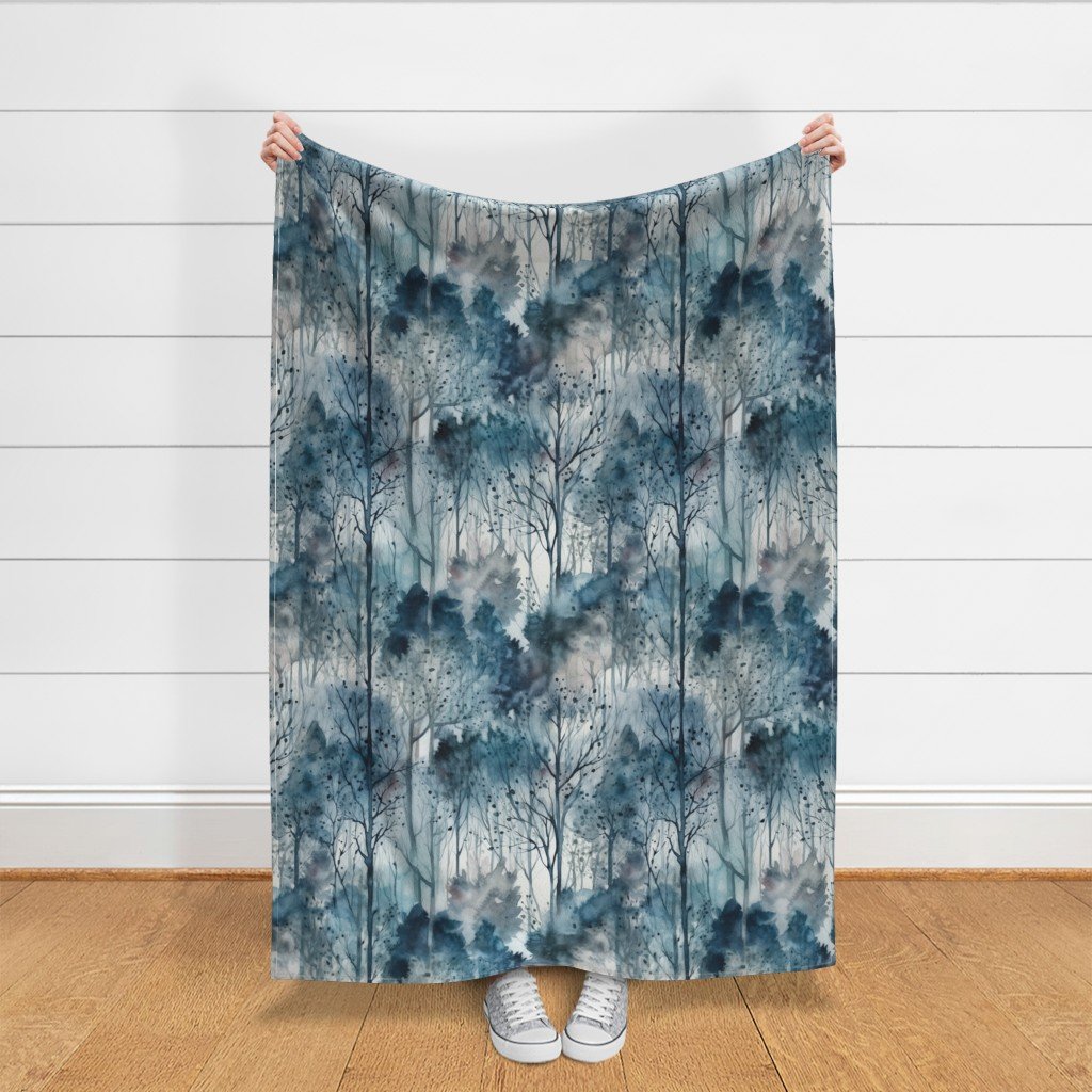Endless Winter Forest Dreamscape Trees in Misty Forest Fabric misty forest fabric
