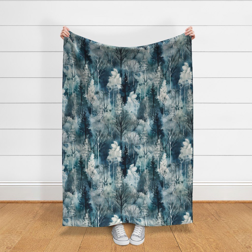 Endless Winter Forest Dreamscape Trees in Misty Forest Fabric endless forest fabric