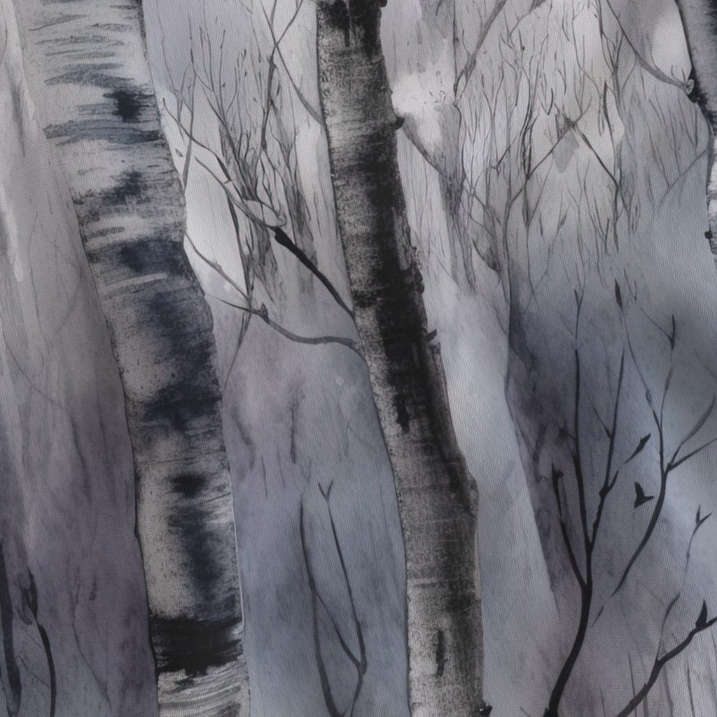 Endless Silver Birch Tree Dreamscape Trees in Misty Forest Fabric seamless forest fabric