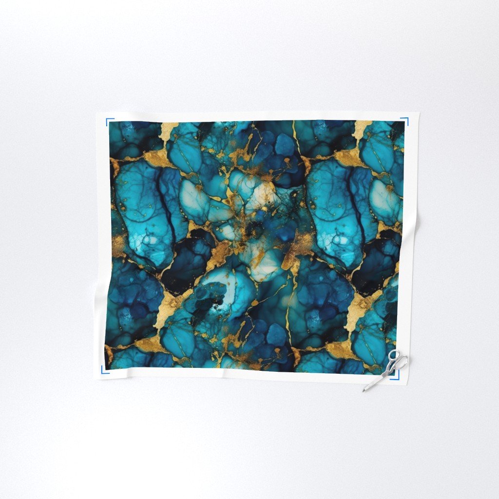 Blue Topaz with Gold Alcohol Ink Fabric alcohol ink fabric