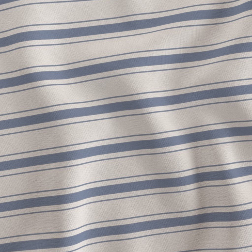 Narrow Horizontal Stressed Blue Denim Mattress Ticking Fabric blue and cream fabric