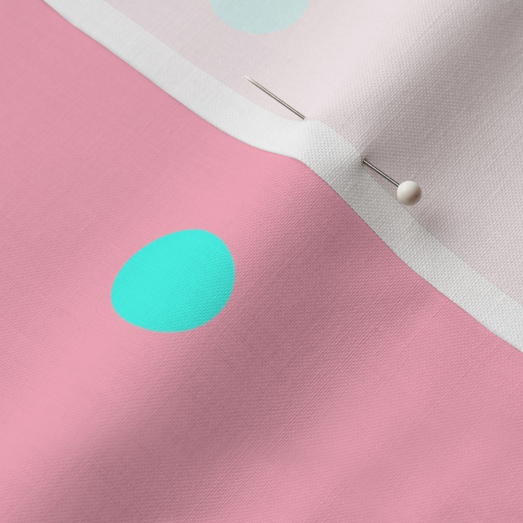 Large Polka Dots in South Beach Aqua Blue on Palm Beach Pink Fabric aqua blue fabric