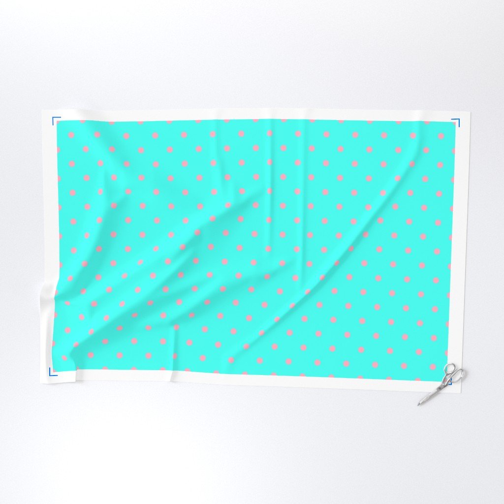 Large Polka Dots in Palm Beach Pink and on South Beach Aqua Blue Fabric aqua dots fabric