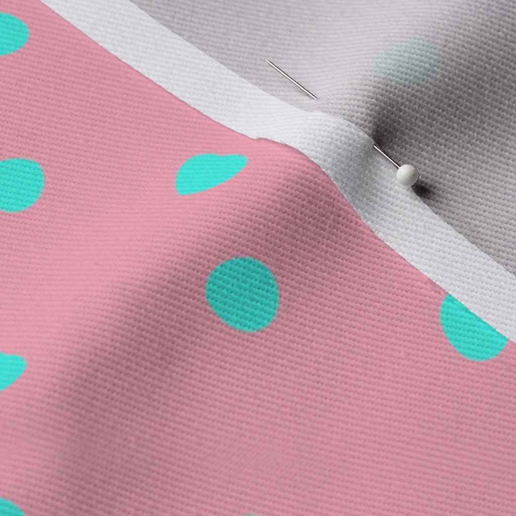 Small Polka Dots in South Beach Aqua Blue on Palm Beach Pink Fabric aqua blue fabric