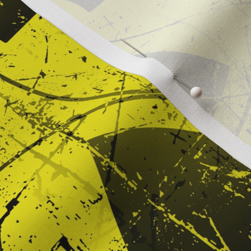 Yellow and Black Radioactive Hazmat Grunge Pattern Fabric poisonous symbol fabric