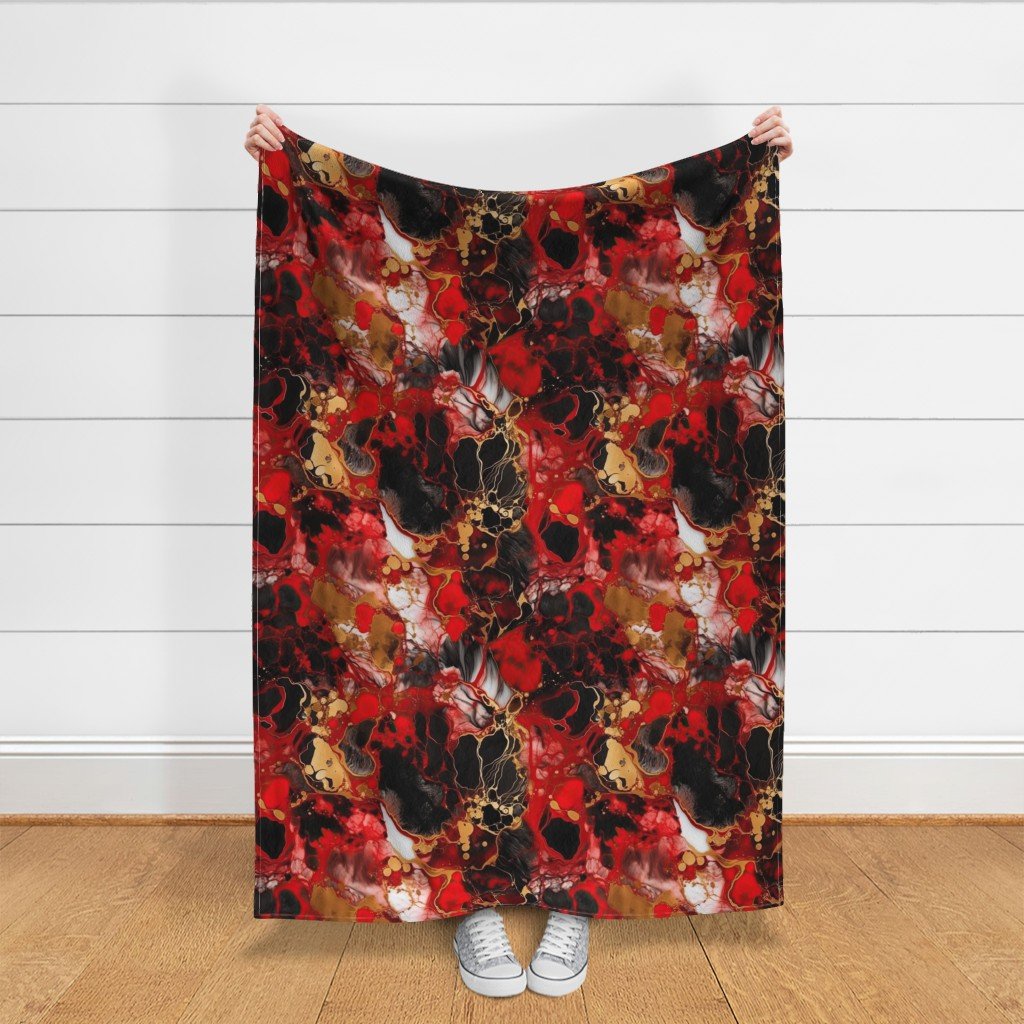 Red Black and Gold Alcohol Ink 4 Fabric alcohol ink pattern fabric