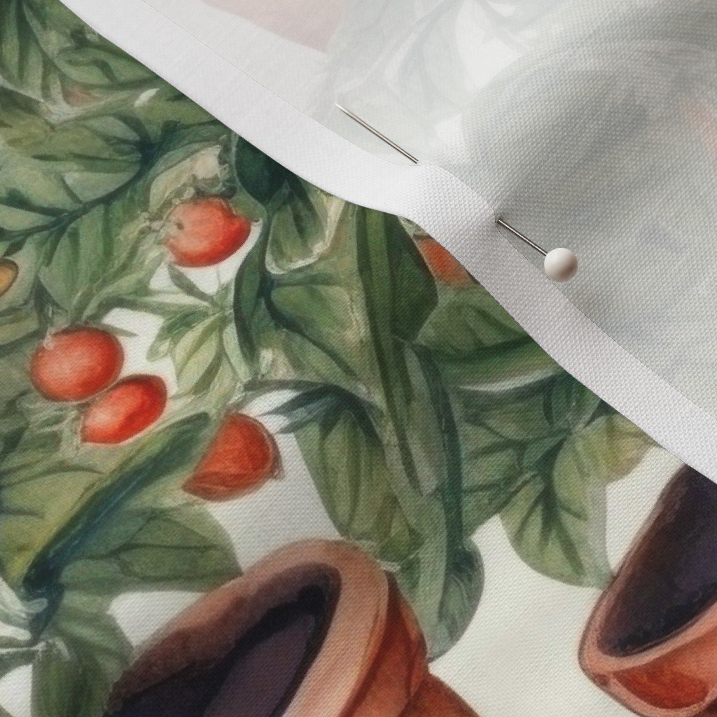Potted Tomato Plants Watercolor Fabric nursery plants fabric