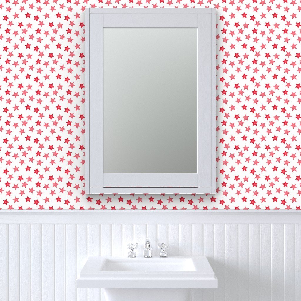 Faded Red Christmas Stars on White Wallpaper christmas pattern wallpaper