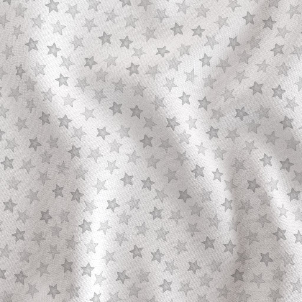 Small Faded Silver Christmas Stars on White Fabric christmas pattern fabric