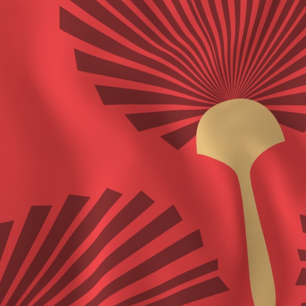 Jumbo Chinese Red Paddle Hand Fan on Lantern Red Fabric chinese fan fabric