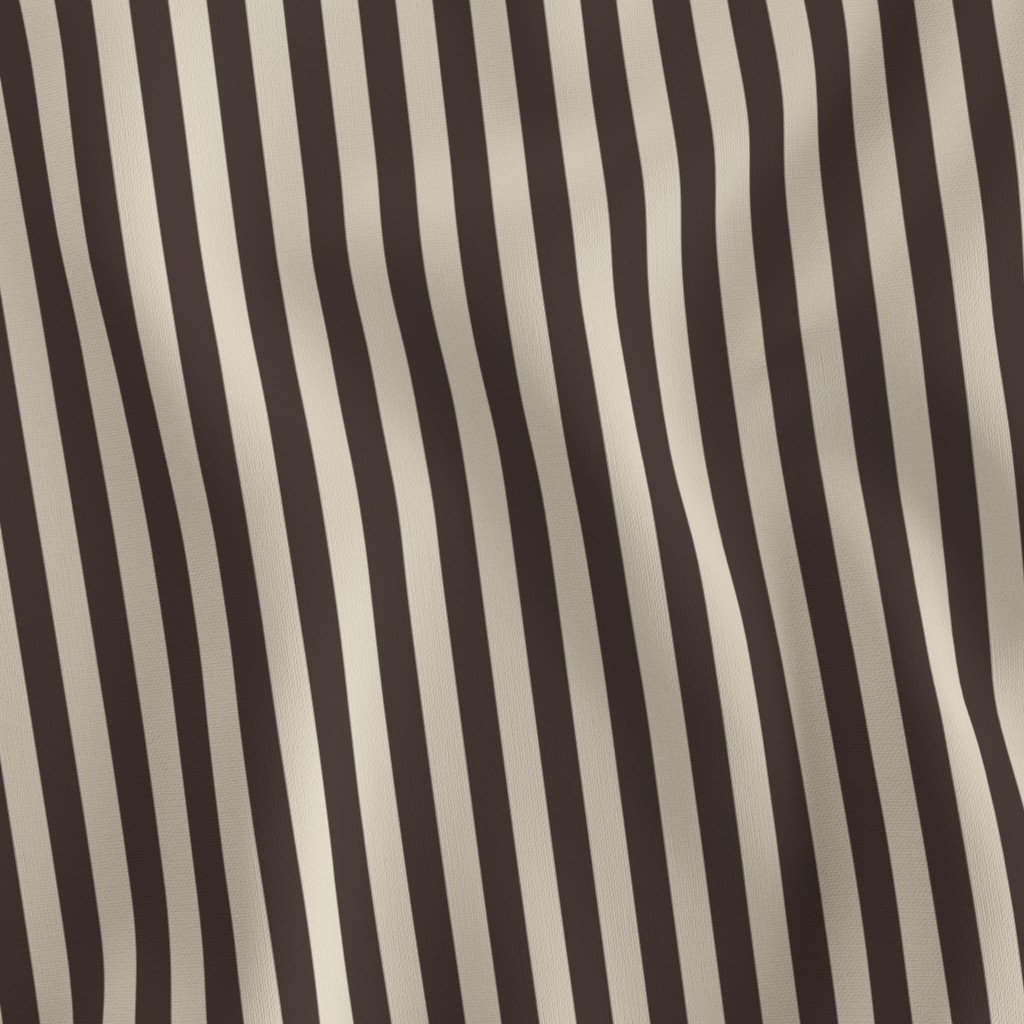 Half Inch Pencil Stripes Cream and Chocolate Fabric chocolate stripes fabric