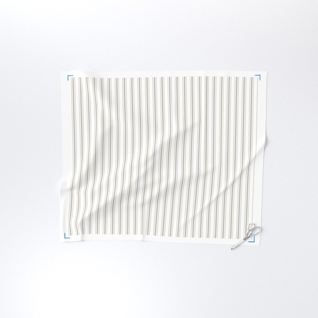 Small Beige on White French Provincial Mattress Ticking Fabric beige mattress ticki fabric