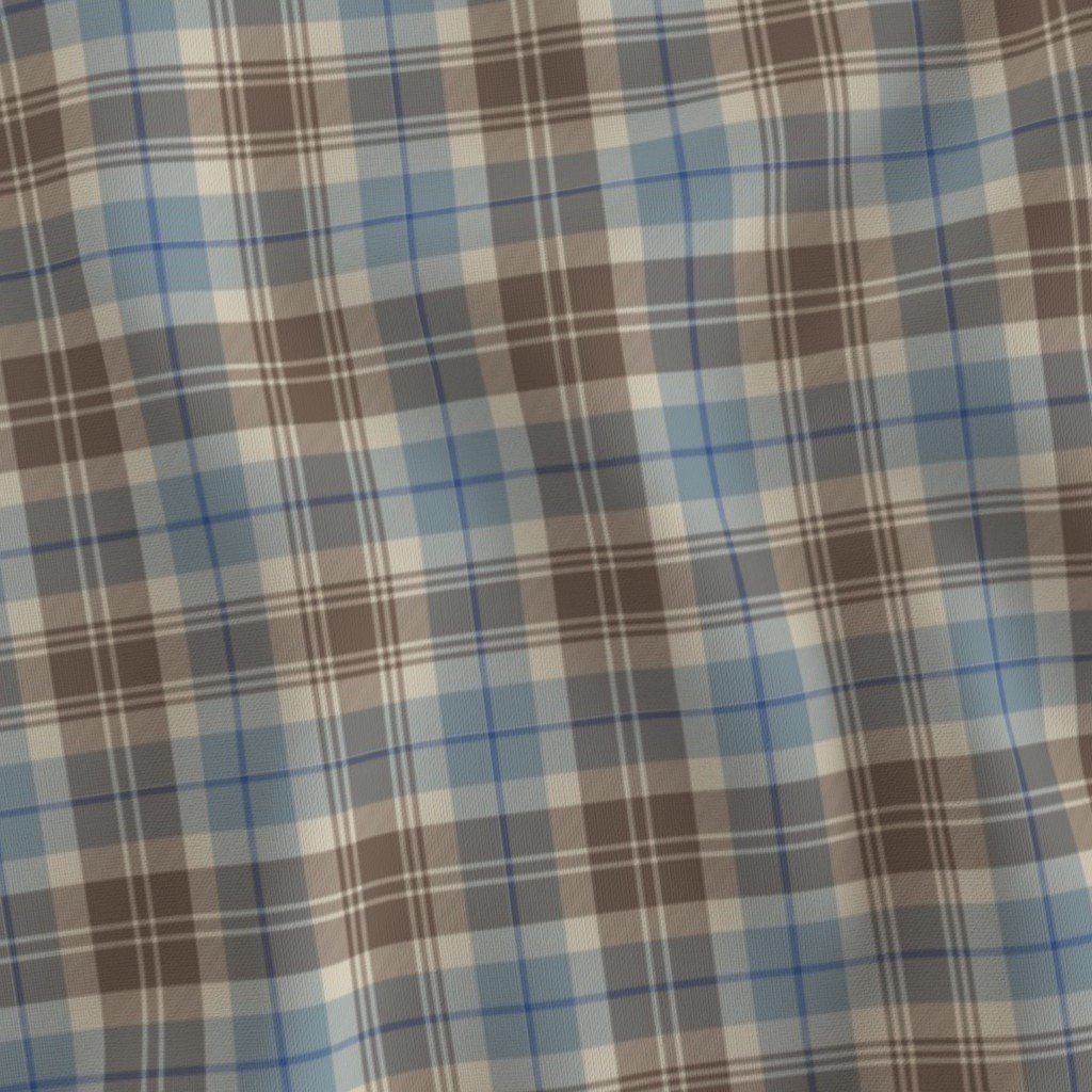 Cream with Beige and Blue French Provincial Tartan Fabric country plaid fabric