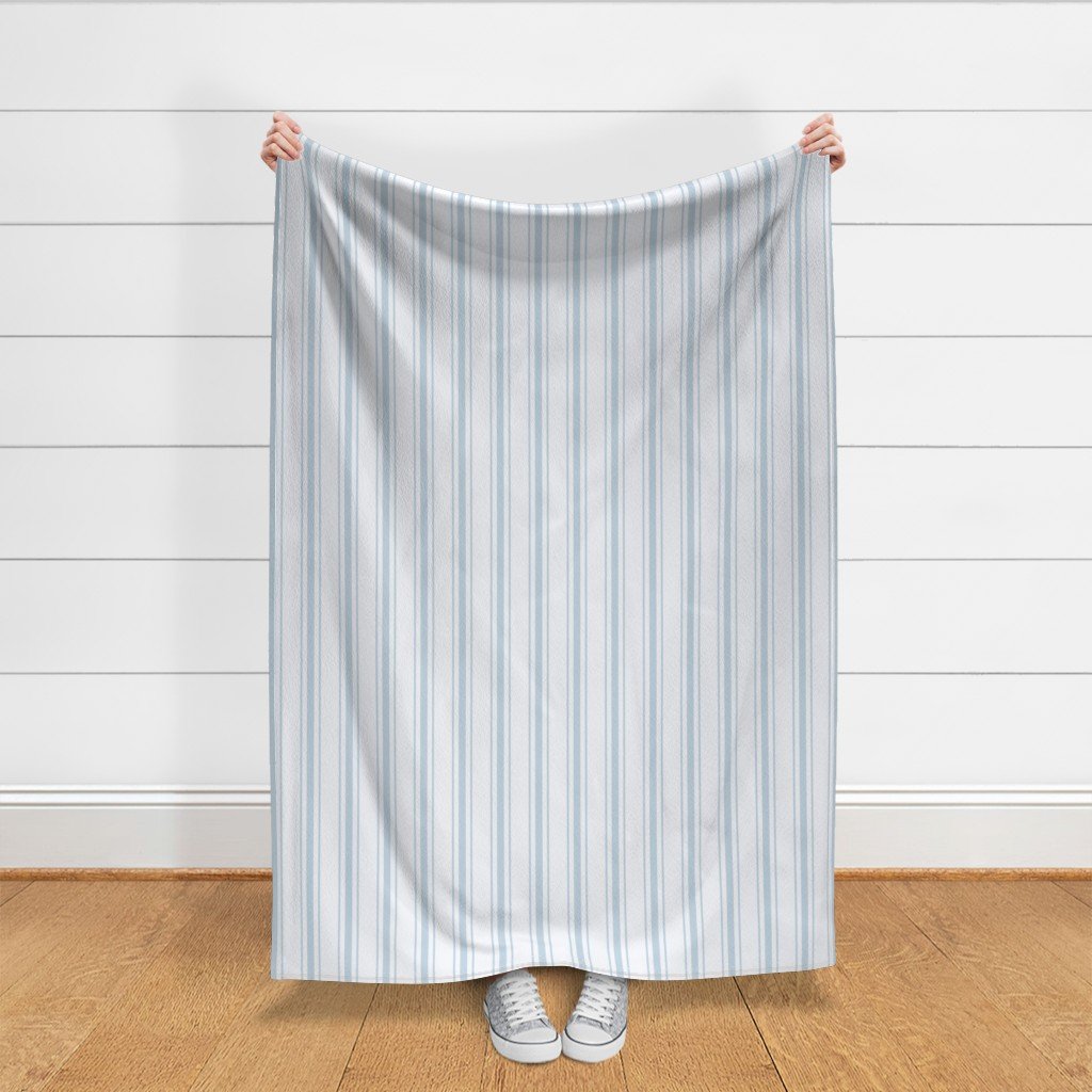 Sky Blue French Provincial Ticking Stripe on Off-White Fabric blue ticking fabric