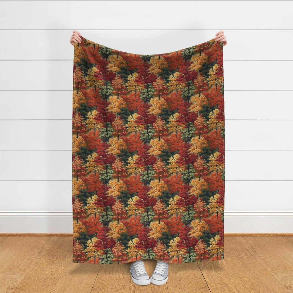 Small New England Endless Forest Fall Trees Fabric autumn garden fabric