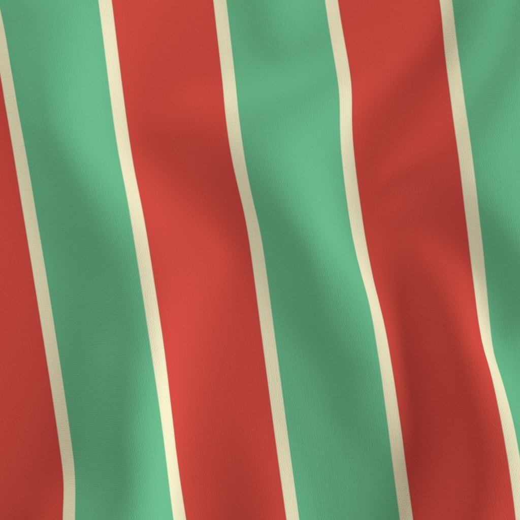 3 Inch Red Vermillion Green and Yellow Gold Vintage Christmas Stripe Fabric christmas red stripe fabric
