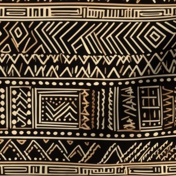 Tribal Mudcloth Boho Ethnic Print in Black and Cream Home Styling Collection Interior Collection african mudcloth fabric design