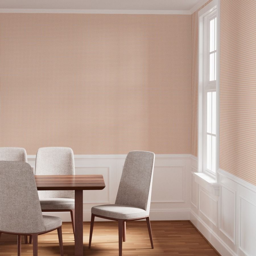White Caning Wicker Rattan Pattern on Peach Fuzz Color of the Year 2024 Wallpaper color of the year wallpaper