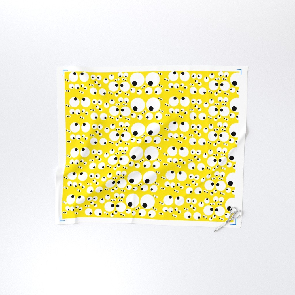Googly Goo Goo Eyes on Neon Yellow Interior Collection Design Collection black and white fabric