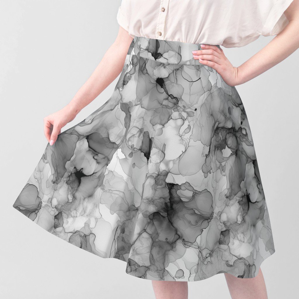 Alcohol Liquid Ink Swirls in Grey Porcelain Glaze Fabric alcohol ink fabric
