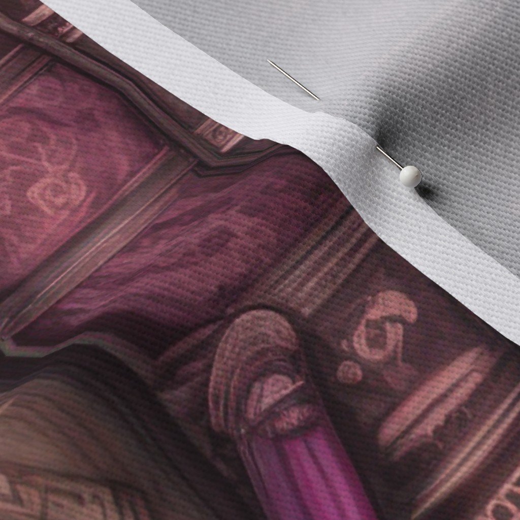 Pink Stacked Bound Vintage Books on Library Book Shelf Fabric library books fabric