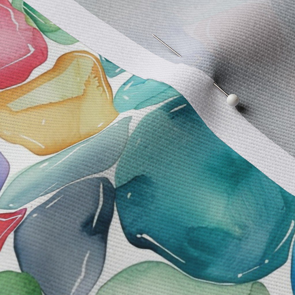 Blue and Multicolor Shards of Tumbled and Scattered Watercolor Fabric blue and multi fabric