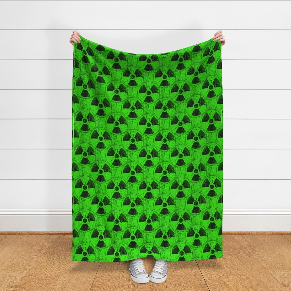 Green and Black Radioactive Hazmat Grunge Pattern Fabric biohazard mark fabric
