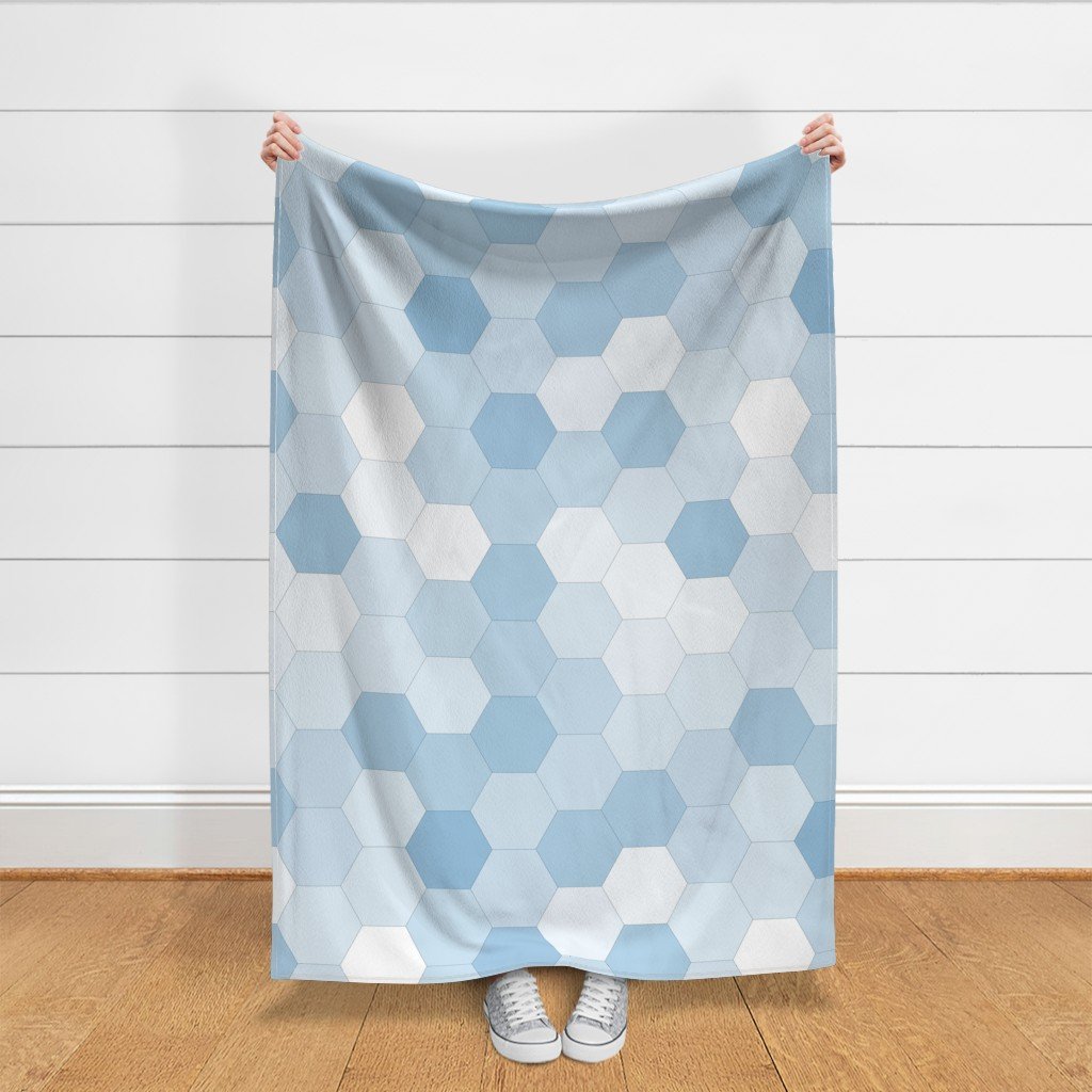Hexagonal Blue Serenity Honeycomb Pattern Fabric blue pattern fabric