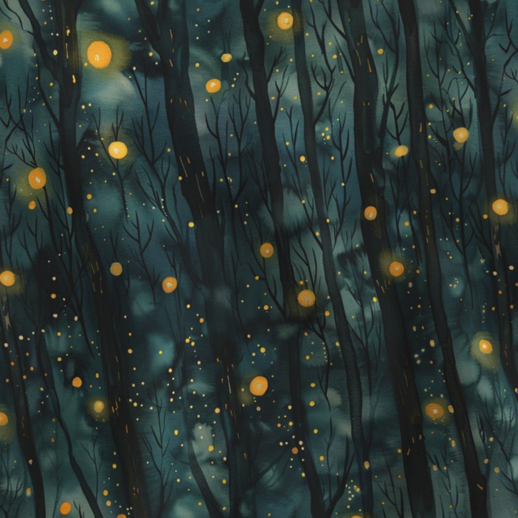 Mystic Firefly Forest A Glow in the Dark Fabric dark forest fabric