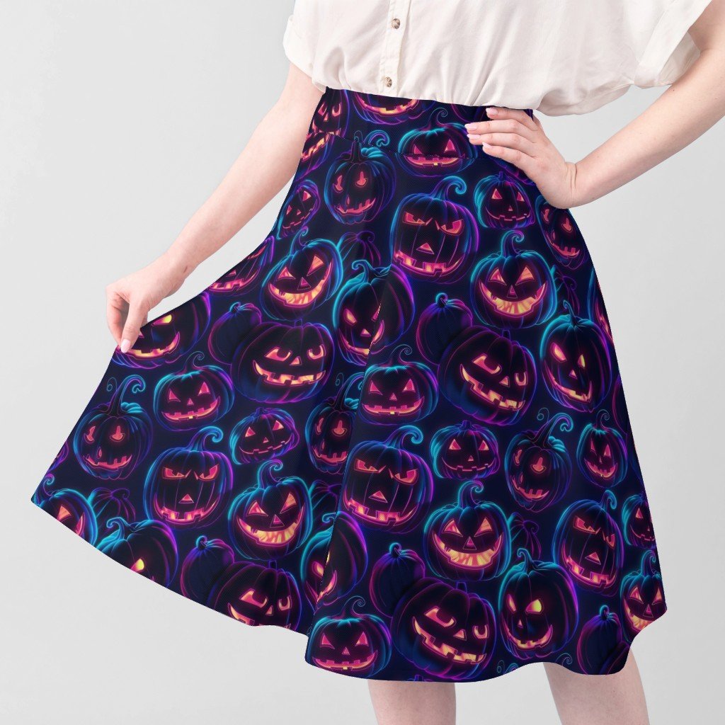 Neon Orange Halloween Pumpkins Glowing in the Dark Fabric dark night fabric