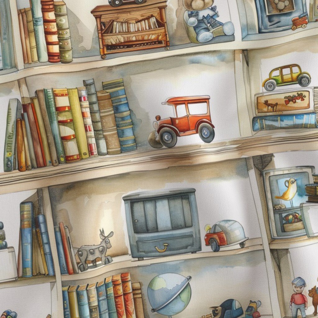 Vintage Bookcase with Classic Boys