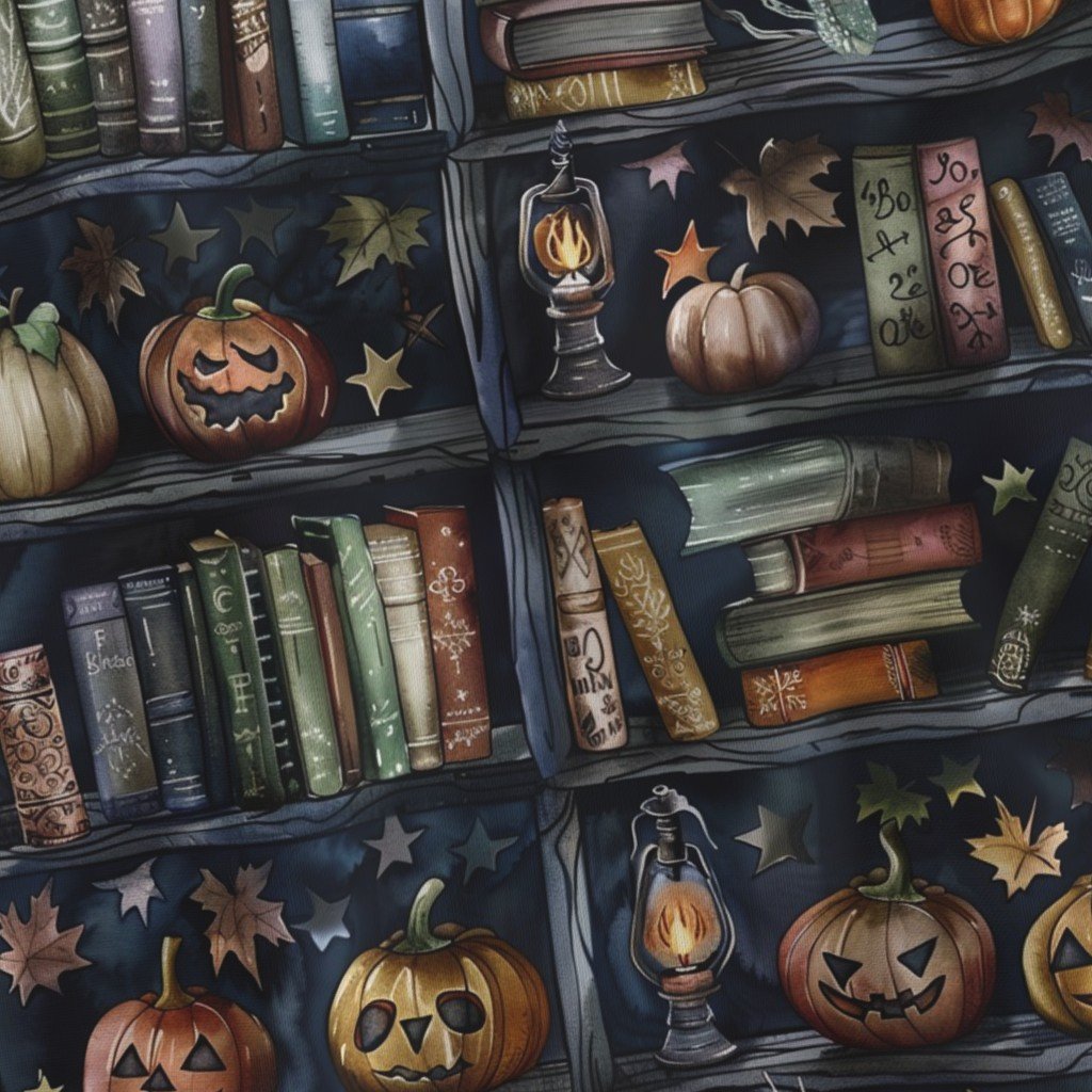 Dark Halloween Bookcase with Jack-O