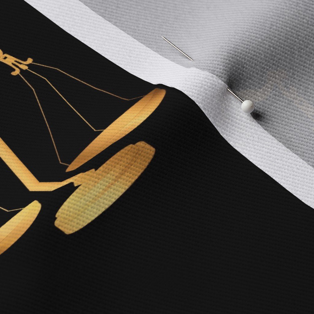 Yellow Gold Scales Of Justice on Black Repeat Fabric contrast fabric