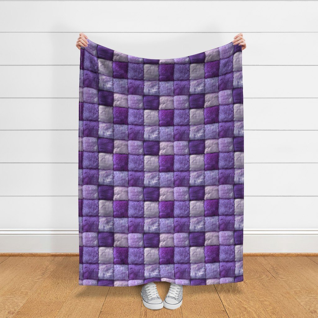 Large Violet Faux Fur Patchwork Fabric - Luxurious Plush Texture Fabric cozy fabric
