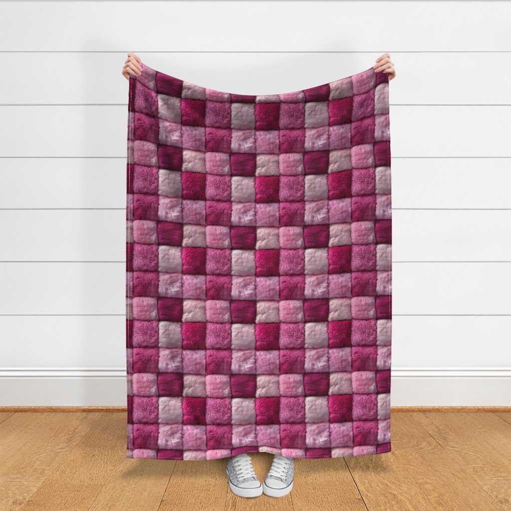 Large Hot Pink and Blush Faux Fur Patchwork Fabric - Luxurious Plush Fabric faux fur fabric