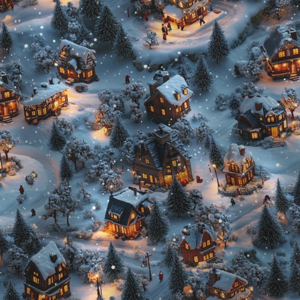 Night Before Christmas - Twilight Serenity Fabric lights fabric