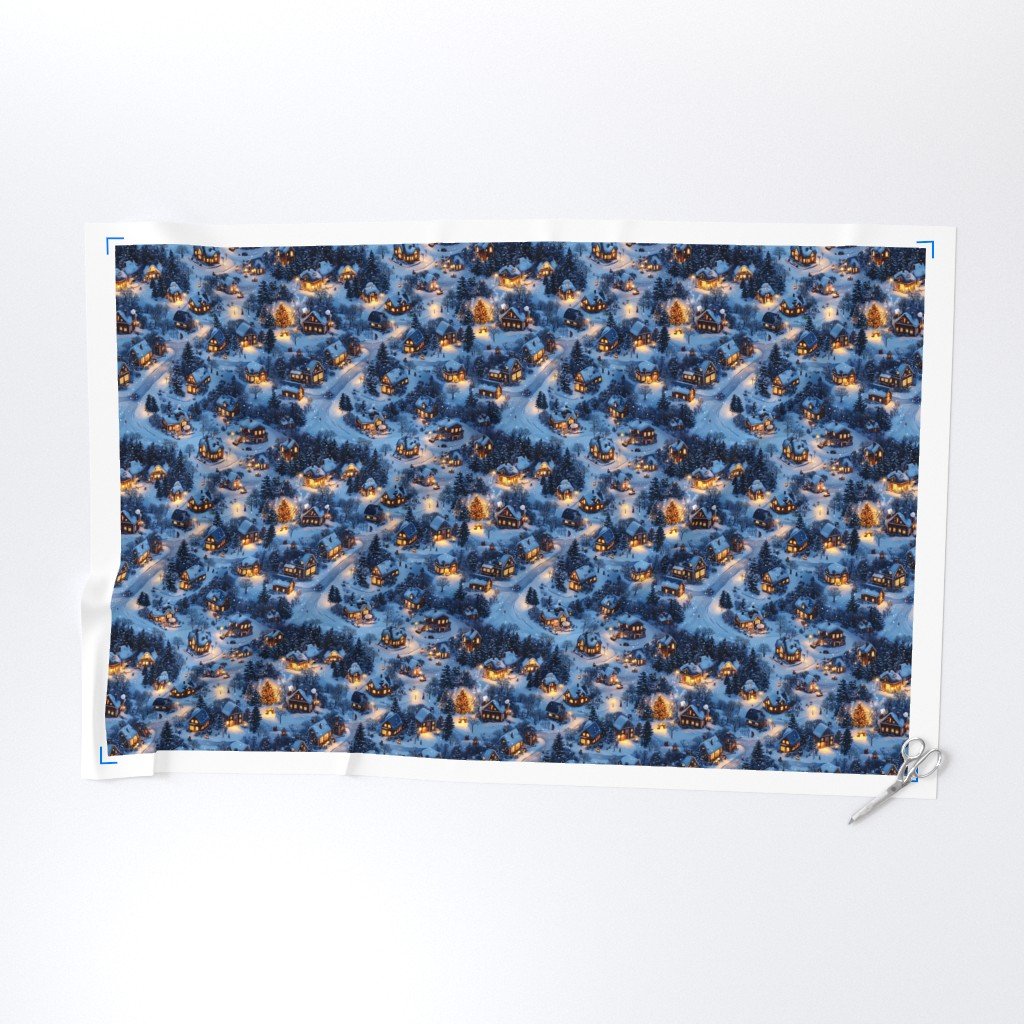 Snowy Twilight - Night Before Christmas Fabric cottages fabric