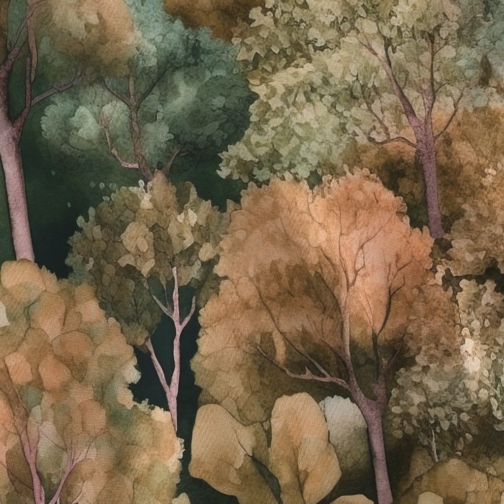 Endless Forest Watercolor - Golden Autumn Fabric autumn colors fabric