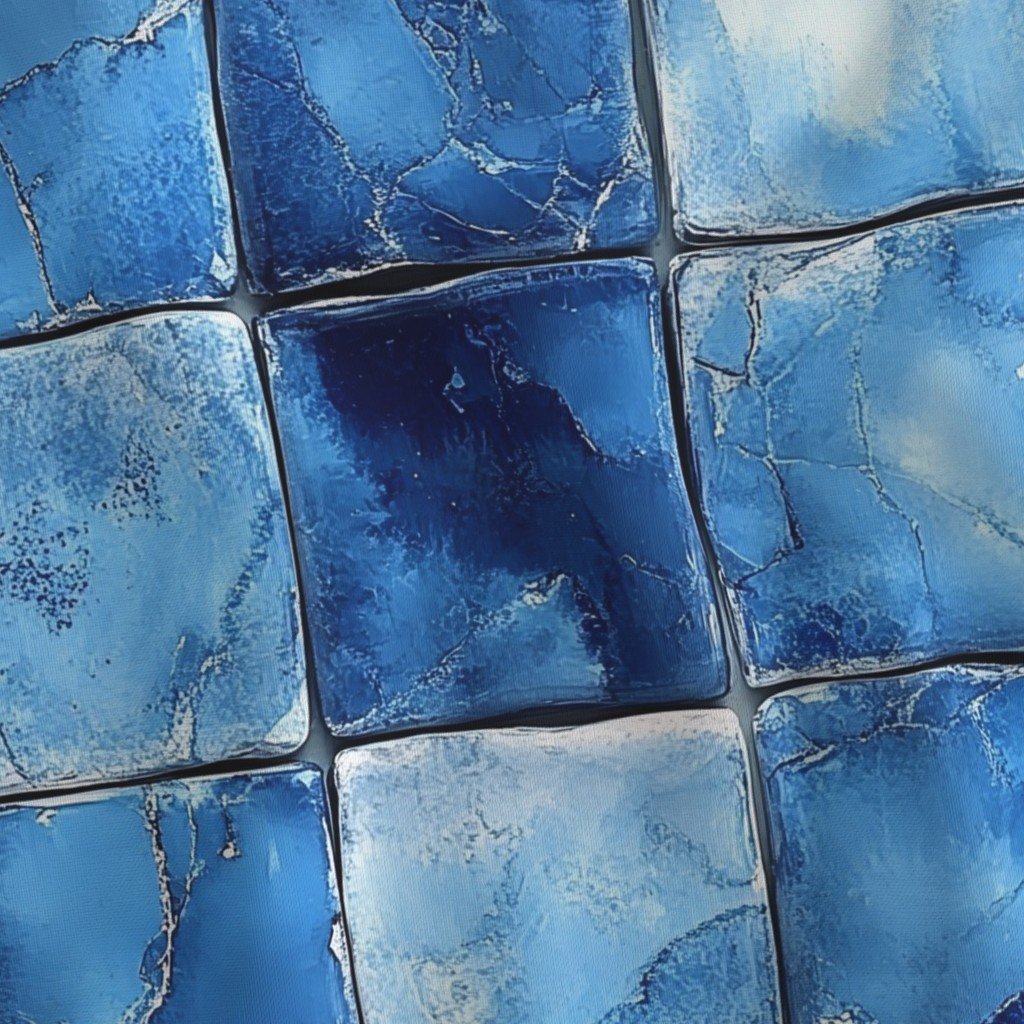 6 inch Blue Mosaic Tiles with Watercolor Effect for Pool or Bathroom Fab blue fabric