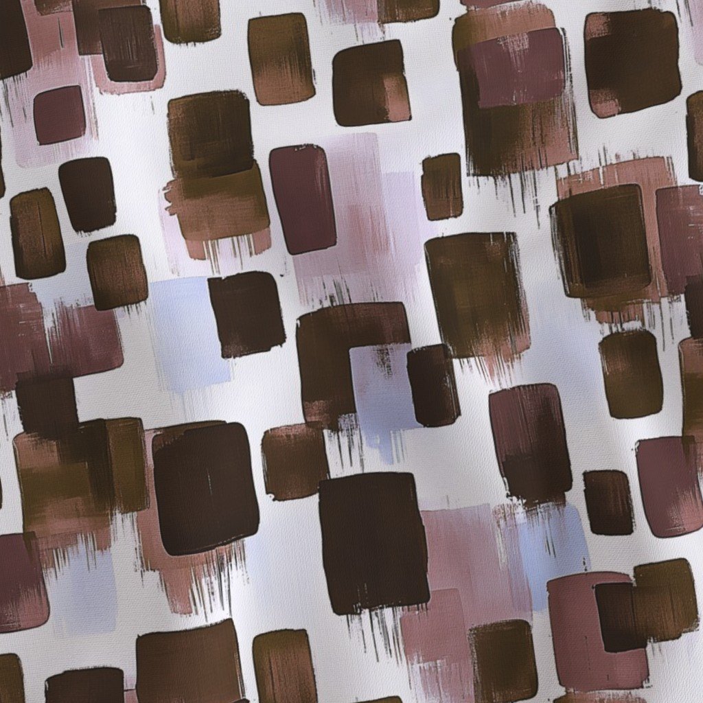Abstract Earthy Brushstroke Blocks in Brown and Mauve Fabric abstract fabric