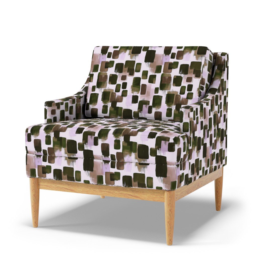 Abstract Earthy Brushstroke Blocks in Green and Brown Fabric warm tones fabric