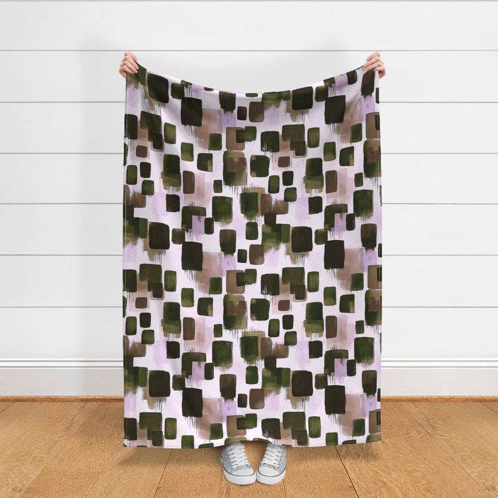 Large Abstract Earthy Brushstroke Blocks in Green and Brown Fabric design fabric