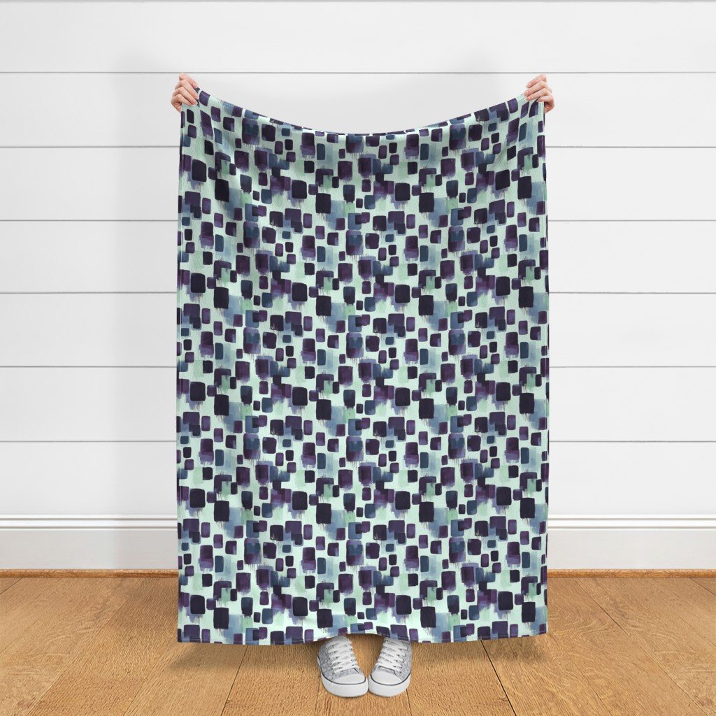 Abstract Brushstroke Blocks in Purple Teal and Soft Mint Fabric abstract fabric