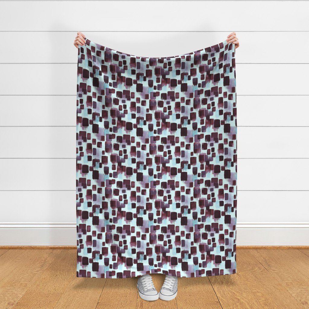 Abstract Brushstroke Blocks in Burgundy Lavender and Soft Mint Fabric abstract fabric