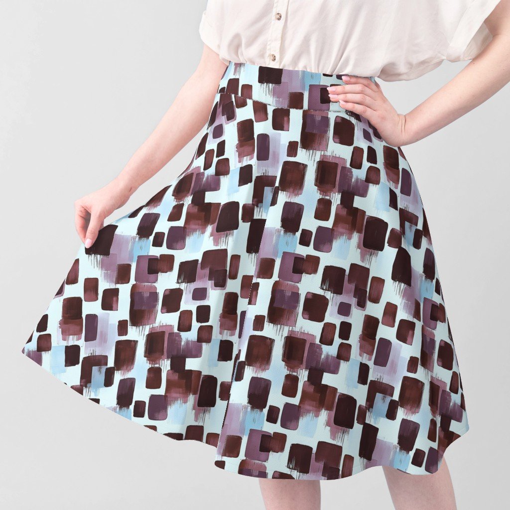 Abstract Brushstroke Blocks in Burgundy Lavender and Sky Blue Fabric sky blue fabric